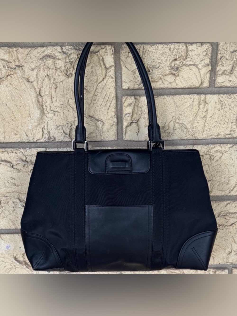 Casual Corner bag Handbag Elegant Black Tote Bag Leather Nylon